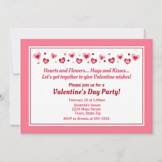 Invitation de partie de Saint-Valentin, coeur (Devant)