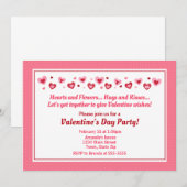 Invitation de partie de Saint-Valentin, coeur (Devant / Derrière)