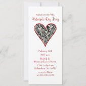 Invitation de partie de Saint-Valentin de coeur (Dos)