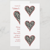 Invitation de partie de Saint-Valentin de coeur (Devant / Derrière)