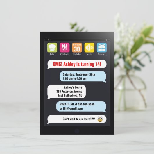 Invitation de partie de service de mini-messages (Debout devant)