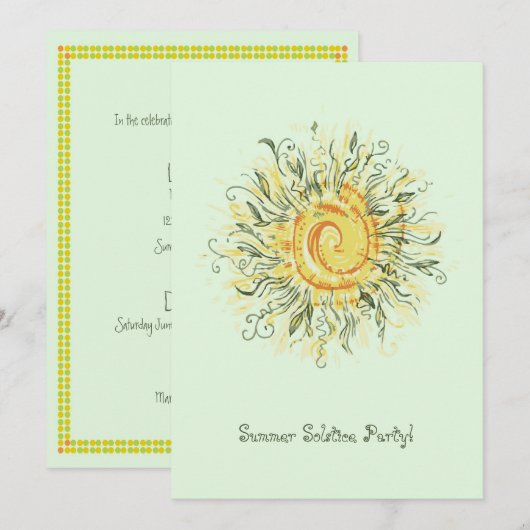 Invitation de partie de solstice d'été (Devant / Derrière)
