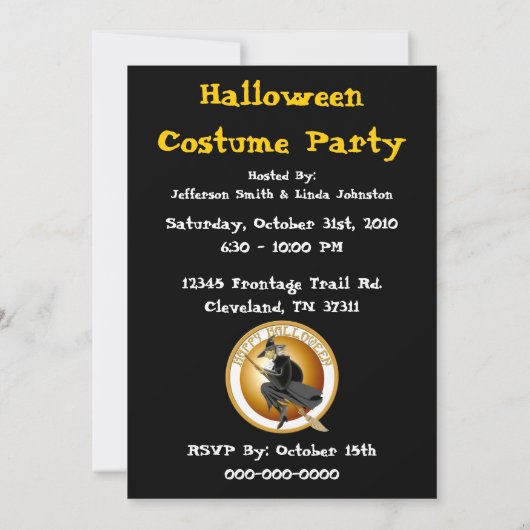 Invitation de partie de sorcière de Halloween (Dos)