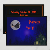 Invitation de partie de sorcière de Halloween (Devant / Derrière)