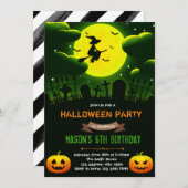 Invitation de partie de sorcière de Halloween (Devant / Derrière)