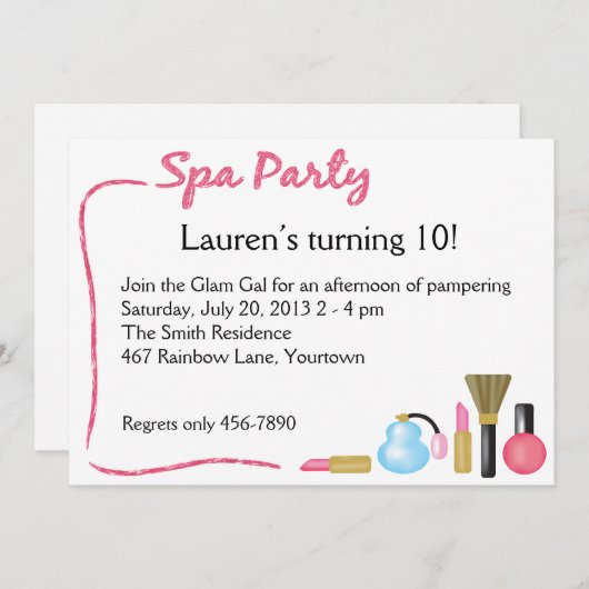 Invitation de partie de spa d'enfants avec la (Devant / Derrière)