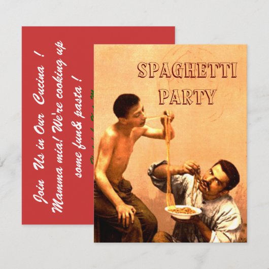 Invitation de partie de spaghetti (Devant / Derrière)