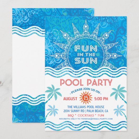 Invitation de partie de Sun d'été (Devant / Derrière)