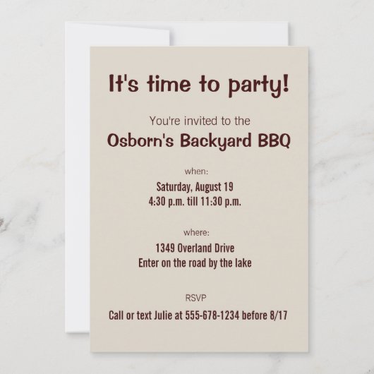 Invitation de partie de T Rex (Dos)