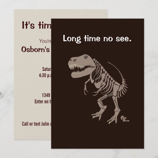 Invitation de partie de T Rex (Devant / Derrière)