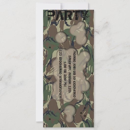 Invitation de partie de thème de soldat (Devant)
