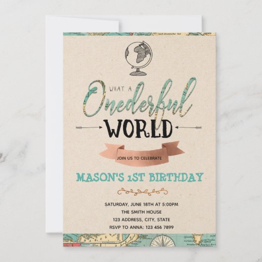 Invitation de partie de thème de voyage (Devant)