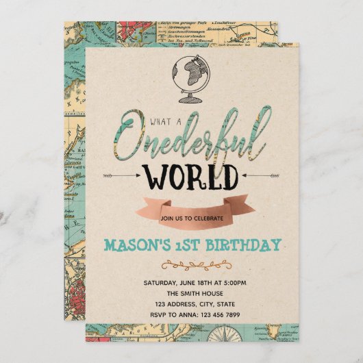 Invitation de partie de thème de voyage (Devant / Derrière)