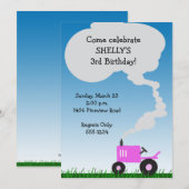 Invitation de partie de tracteur : Tracteur rose (Devant / Derrière)