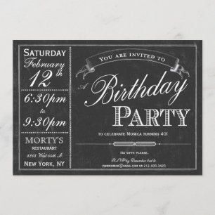 Invitation de partie de typographie de tableau