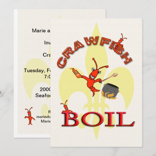 Invitation de partie d'ébullition d'écrevisses (Devant / Derrière)