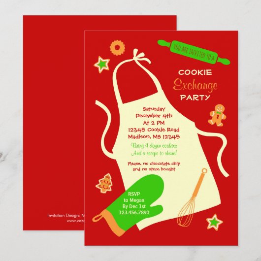 Invitation de partie d'échange de biscuit de Noël (Devant / Derrière)