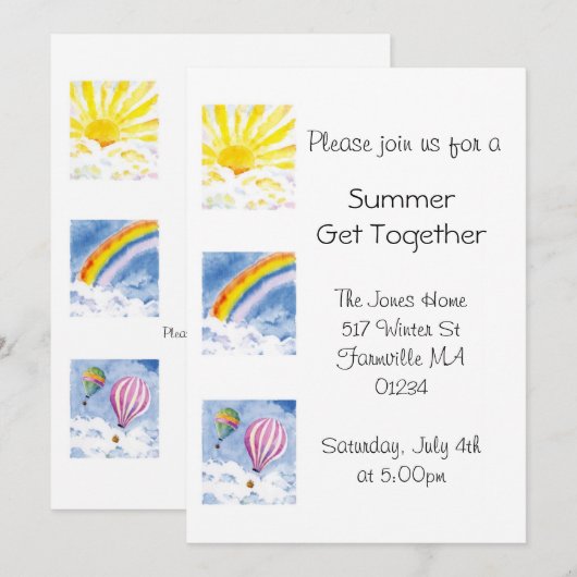 Invitation de partie d'été (Devant / Derrière)