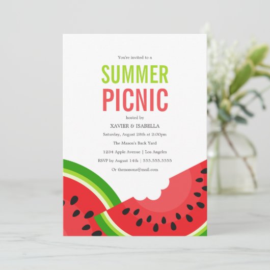 Invitation de partie d'été de la pastèque | (Debout devant)