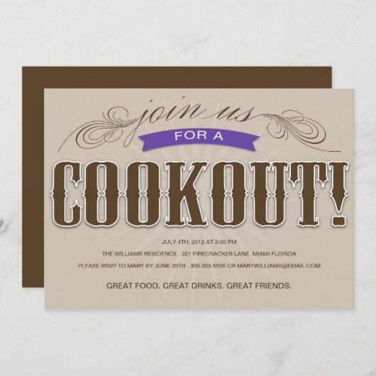 INVITATION DE PARTIE D'ÉTÉ DU BARBECUE %PIPE% (Devant / Derrière)