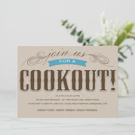 INVITATION DE PARTIE D'ÉTÉ DU BARBECUE %PIPE% (Debout devant)