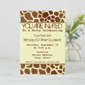 Invitation de partie d'impression de girafe (Debout devant)