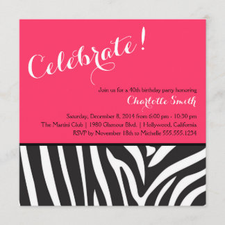 Invitation de partie d'impression de zèbre