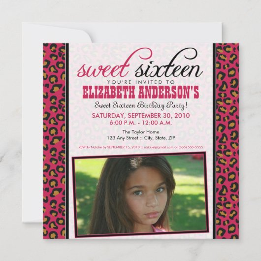 Invitation de partie du bonbon 16 à empreinte de (Devant)