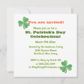 Invitation de partie du jour de St Patrick heureux (Dos)