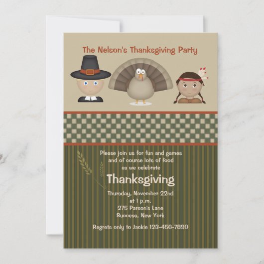 Invitation de partie du thanksgiving des enfants (Devant)