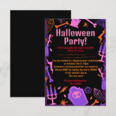 Invitation de partie Halloween personnalisable Éff (Devant / Derrière)