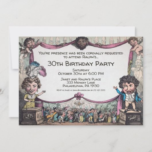 Invitation de partie personnalisable vintage (Devant)