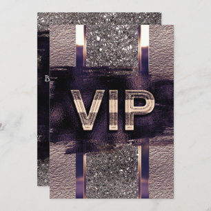 Invitation de partie VIP en métal violet et faux