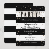 Invitation de PARTIÈE à paillettes fausses rayées  (Devant / Derrière)