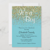 Invitation de Parties scintillant Baby shower bleu (Devant)