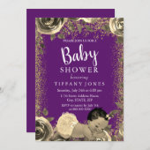Invitation de Parties scintillant Baby shower Purp (Devant / Derrière)