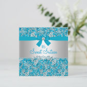 Invitation de Parties scintillant bleu et Sweet si (Debout devant)