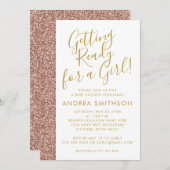 Invitation de Parties scintillant d'or de Rose de (Devant / Derrière)