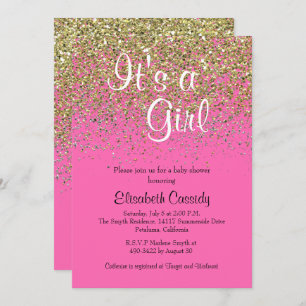 Invitation de Parties scintillant Hot Pink & Gold