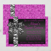 Invitation de Parties scintillant rose avec bow d' (Devant / Derrière)