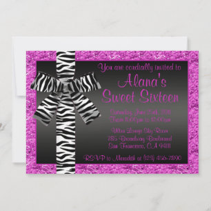 Invitation de Parties scintillant rose avec bow d'