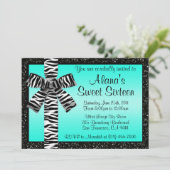 Invitation de Parties scintillant turquoise avec b (Debout devant)