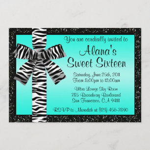 Invitation de Parties scintillant turquoise avec b