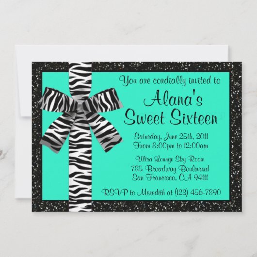 Invitation de Parties scintillant turquoise avec b (Devant)