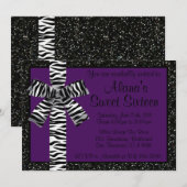 Invitation de Parties scintillant violet avec boît (Devant / Derrière)