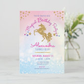 Invitation de parties scintillantes de licorne (Debout devant)