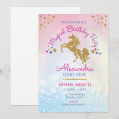 Invitation de parties scintillantes de licorne (Devant / Derrière)