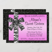 Invitation de parties scintillantes de rose rose (Devant / Derrière)