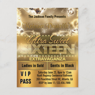 Invitation de passe VIP du Sweet sixteen de rayonn