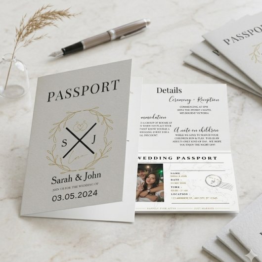 Invitation de passeport de mariage modifiable | De